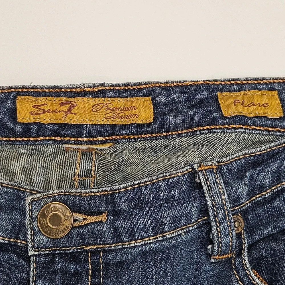 Seven 7 Premium Denim Jeans‎ Flare Dark Wash Women's Classic Style